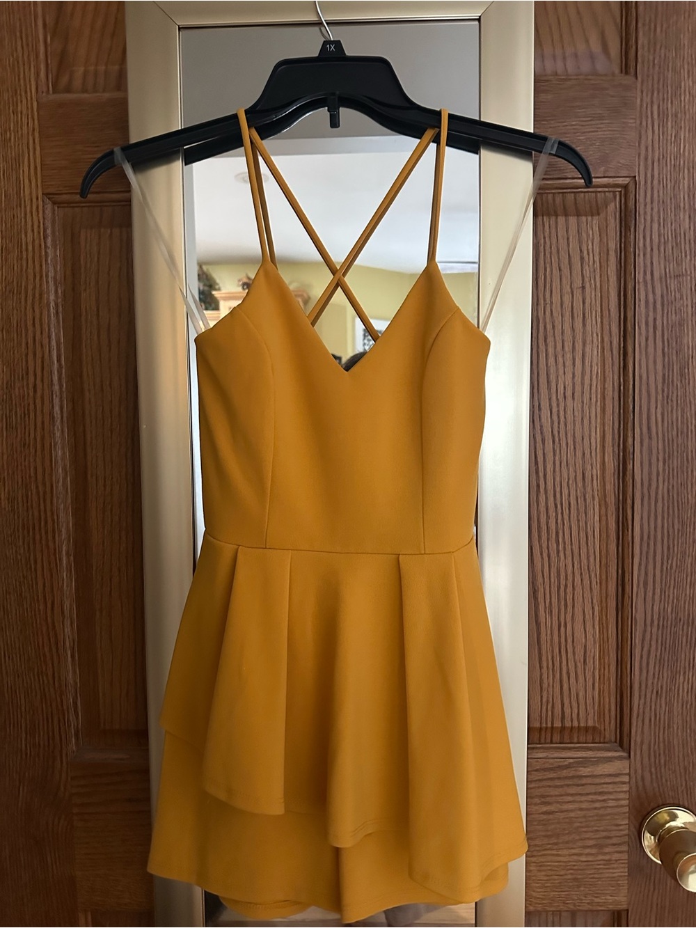 Women's Mustard Yellow Spaghetti Strap Romper